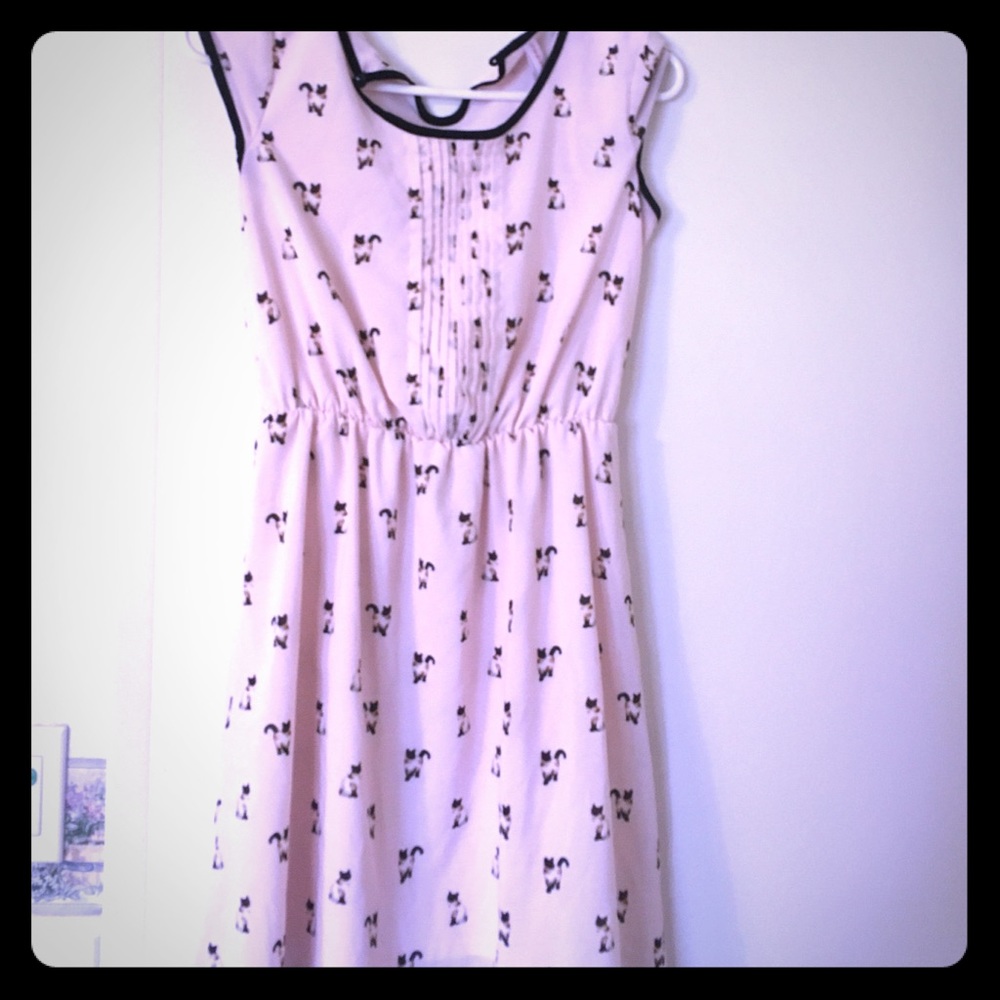 Xhilaration CAT PRINT DRESS SIZE S cap sleeves